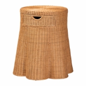 bali & pari Dayo Scalloped Natural Rattan Console Table with Drawer - Handwoven Wicker Accent Table with Flared Skirt, Coastal Boho Style for Entryway or Living Room, Round Baxton Studio restaurant furniture, hotel furniture, commercial furniture, wholesale living room furniture, wholesale console table, classic console table
